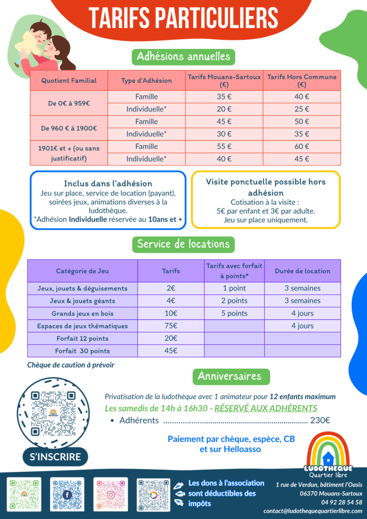 Tarifs particuliers