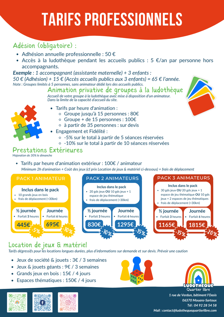 Tarifs groupes & partenaires proposition 2